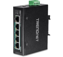 TRENDNET  TI-PE50      5-Port Industrial Fast Ethernet PoE+ DIN-Rail Switch