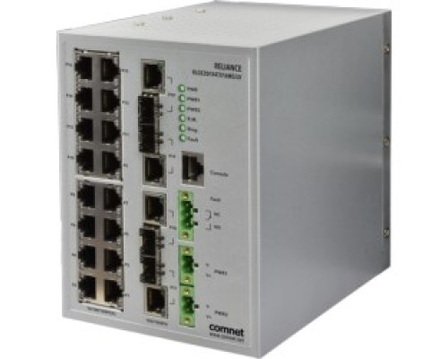 COMNET COMMUNICATION NETWORKS  RLGE20FX4TX16MS/LV      Substation-Rated 20-Port All-Gigabit Managed Switch, Dual Redundant Low Voltage PSU Inputs
