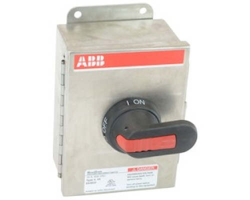ABB  EOT16U3S4-P      3 pole, 16 amps rated at 600 V AC, UL 98, enclosed non-fusible disconnect switch in a UL/NEMA 4X stainless enclosure