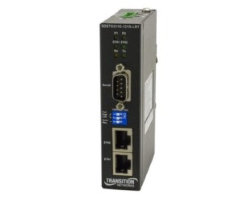 LANTRONIX SDSTX3110-121S-LRT   Media Converter - 1 RS232/422/485 DB9 To 2 10/100Base-TX, Hardened Serial Device Server Slim