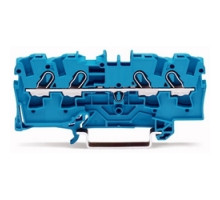 WAGO CORPORATION  2004-1404      4-conductor Through Terminal Block, 4 Mm2, Blue; Suitable For Ex E II Applications; Side And Center Marking; For Din-rail 35 X 15 And 35 X 7.5; Push-in CAGE CLAMP
