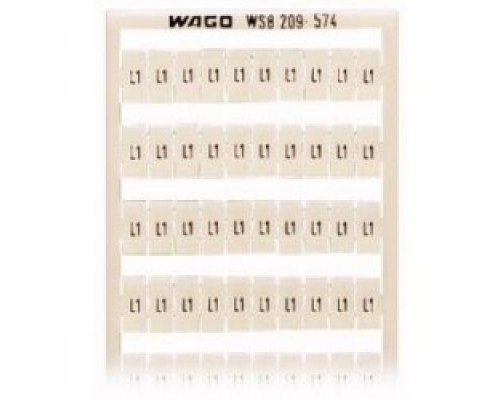 WAGO CORPORATION 209-574   WSB quick marking system, horizontal marking, L1 100x , for terminal block width 5 - 17.5 mm,10 strips with 10 markers per card. Same letters/symbols each strip