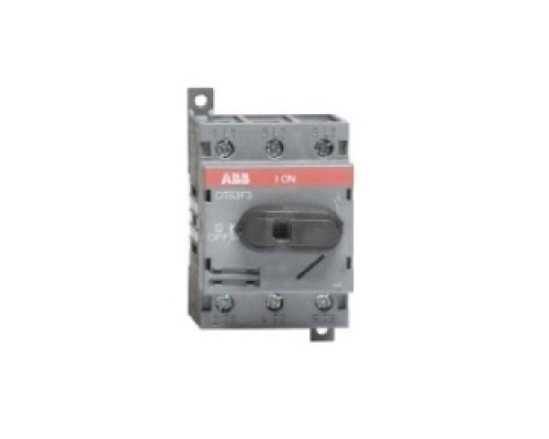 ABB  OT63F3      Non-Fused Disconnect Switch, 60 Amp, Base and DIN Rail Mounted. 3-Pole AC. UL 508. For use with 6 mm Shafts and Handles.
