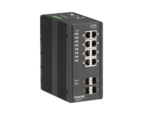 BLACK BOX NETWORK SERVICES LIE1014A   Gigabit Ethernet 1000-Mbps Extreme Temperature Managed PoE+ Switch - 8 10/100/1000-Mbps Copper RJ45, 4 100/1000-Mbps SFP