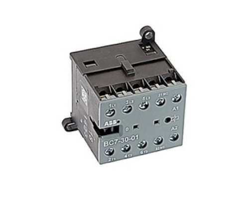 ABB  BC7-30-01-01      3 pole, plus 1 NC auxiliary contact, 16 amp, non-reversing miniature contactor, 24V DC coil and screw terminals