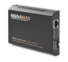 SIGNAMAX  FO-065-1196SFPDR      Media Converter, Duplex Mode, 10/100/1000 Base-T/TX to 100/1000 Base-SFP, 100 to 240 Volt AC, 50/60 Hertz, 12 Volt DC, 4.33