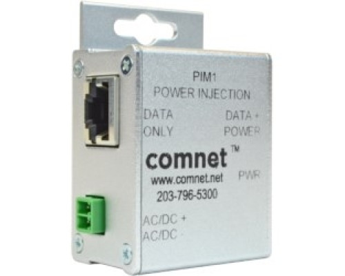COMNET COMMUNICATION NETWORKS  PIM1      Power Over Ethernet Midspan Injector, Passive, Industrial, RJ45 Connector, 12 to 48 Volt DC, 30 Watt