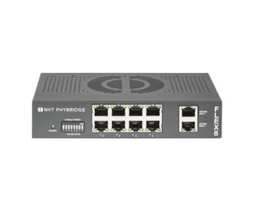 NVT PHYBRIDGE  NV-FLX-08-DEMO      FLEX8 Demo Port Long Reach 2 or 4 pair UTP PoE 50 Watts Unmanaged Switch