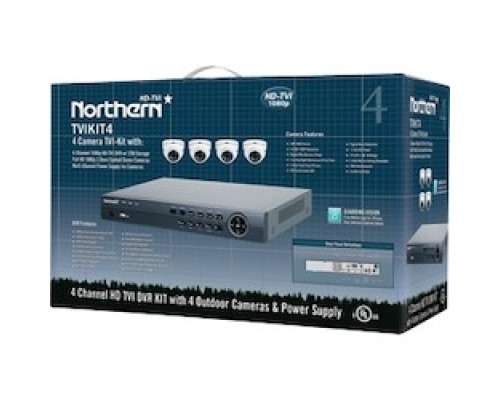 NORTHERN VIDEO  TVIKIT4      TVI 4-CAM KIT W/ 2TB DVR, 2.8MM 1080P EY