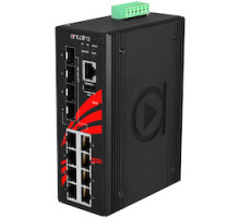 ANTAIRA TECHNOLOGIES LLC LMP-1204G-SFP   12-Port Industrial Gigabit PoE+ Managed Ethernet Switch, w/8 10/100/1000Tx 30W/Port + 4 100/1000 SFP