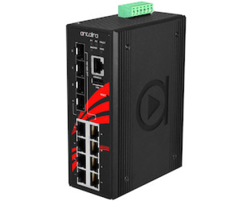 ANTAIRA TECHNOLOGIES LLC LMP-1204G-SFP   12-Port Industrial Gigabit PoE+ Managed Ethernet Switch, w/8 10/100/1000Tx 30W/Port + 4 100/1000 SFP