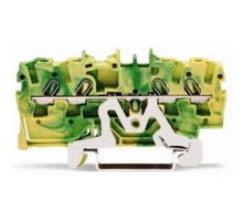 WAGO CORPORATION  2002-1407      4-conductor Ground Terminal Block; 2.5 mm2; Suitable For Ex E II Applications; Side And Center Marking; For Din-rail 35 X 15 And 35 X 7.5; Push-in CAGE CLAMP
