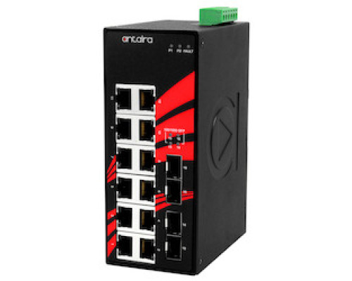 ANTAIRA TECHNOLOGIES LLC  LNX-1604G-SFP-T      16-Port Industrial Gigabit Unmanaged Ethernet Switch, w/12 10/100/1000Tx + 4 100/1000 SFP Slots; EOT: -40 to 75C