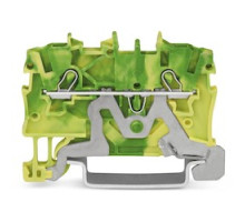 WAGO CORPORATION  2000-1207      2-conductor Ground Terminal Block, 1 Mm2, Green-yellow; Suitable For Ex E II Applications; Side And Center Marking; For Din-rail 35 X 15 And 35 X 7.5; Push-in CAGE CLAMP