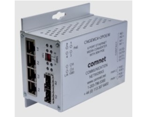 COMNET COMMUNICATION NETWORKS  CNGEMC4+2POEHO/M      10/100/1000 Mbps Intelligent Media Converter with Optional PoE+