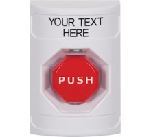 SAFETY TECHNOLOGY INTL SS2302ZA-EN   StopperStation Multi Purpose Push Button, White Key-to-Reset Illuminated Switch Configuration, Custom Text in English, without cover