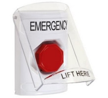 SAFETY TECHNOLOGY INTL SS2322EM-EN   Pushbutton Switch, Multi-Purpose, Flush/Surface Cover, Shield, Key-To-Reset Illuminated Switch Configuration, Emergency Legend, English Language, White