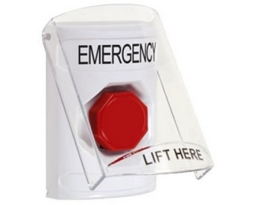SAFETY TECHNOLOGY INTL SS2322EM-EN   Pushbutton Switch, Multi-Purpose, Flush/Surface Cover, Shield, Key-To-Reset Illuminated Switch Configuration, Emergency Legend, English Language, White