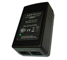 LAN POWER SYSTEMS  LP-2115      Single Port Wall Plug Midspan Injector, Up To 15.4 Watts PoE Output IEEE 802.3af Compliant, With North American Mains Clip