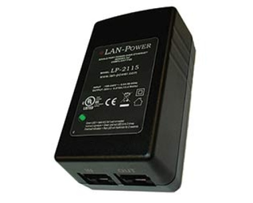 LAN POWER SYSTEMS  LP-2115      Single Port Wall Plug Midspan Injector, Up To 15.4 Watts PoE Output IEEE 802.3af Compliant, With North American Mains Clip