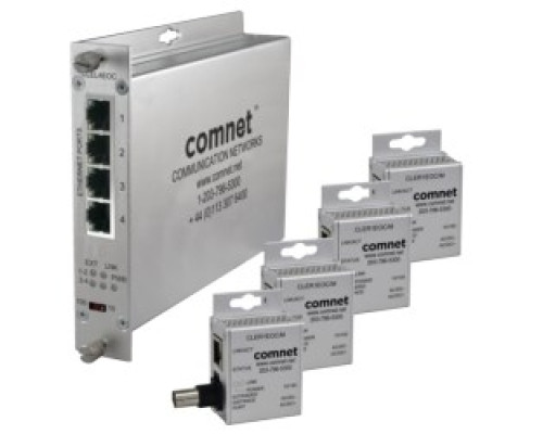 COMNET COMMUNICATION NETWORKS  CLEK41EOC      Power Kit, 4x Miniature CopperLine Single Channel Ethernet-over-COAX External Power Supply, 1x 4-Port Ethernet-over-Coax Extender