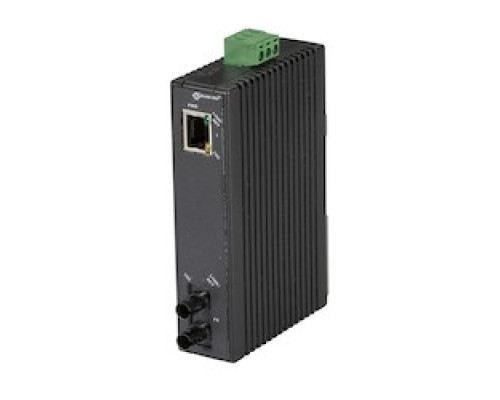 BLACK BOX NETWORK SERVICES LMC270A-MM-ST   Fast Ethernet 100-Mbps Industrial Media Converter - 10/100-Mbps Copper to 100-Mbps Multimode Fiber, Hardened Temperature, 1300nm, 2km, ST