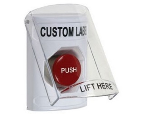 SAFETY TECHNOLOGY INTL  SS2321ZA-EN               Pushbutton Switch, Multi-Purpose, Flush/Surface Cover, Shield, Turn-To-Reset Switch Configuration, Custom Text Legend, English Language, White