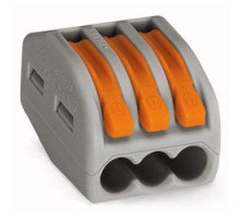 WAGO CORPORATION  222-413/VE00-2500  51034853      Compact Splicing Connector; 3-conductor Terminal Block; With Operating Levers; Max. Continuous Service Temperature 85C