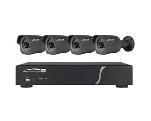 SPECO TECHNOLOGIES  ZIPL4B1      Network Video Recorder and IP Kit, Plug and Play, 4-Channel IP Camera Video Input, Full HD 1080P Resolution IR Bullet Camera, PoE, 10 Mbps Throughput, 48 VDC, 1.2A, 1 TB