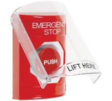 SAFETY TECHNOLOGY INTL  SS2021ES-EN      Pushbutton Switch, Multi-Purpose, Flush/Surface Cover, Shield, Turn-To-Reset Switch Configuration, Emergency Stop Legend, English Language, Red