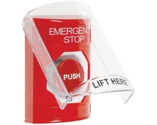 SAFETY TECHNOLOGY INTL  SS2021ES-EN      Pushbutton Switch, Multi-Purpose, Flush/Surface Cover, Shield, Turn-To-Reset Switch Configuration, Emergency Stop Legend, English Language, Red
