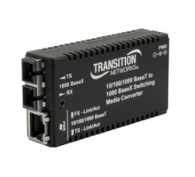 LANTRONIX M/GE-PSW-SX-01-EU   Mini 10/100/1000 Bridging Media Converter, Port One: 10/100/1000BASE-T RJ45 [100 m/328 ft], Port Two: 1000BASE-SX 850 nm Multimode SC [62.5/125 um: 220 m/722 ft; 50/125 um: 550 m/1804 ft], EU