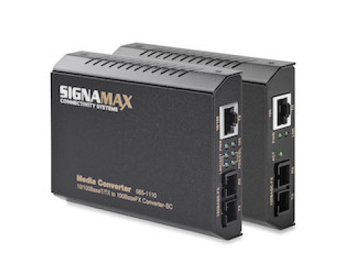 SIGNAMAX  FO-065-1100      10/100TX to 100FX Media Converter ST/MM, 2 km