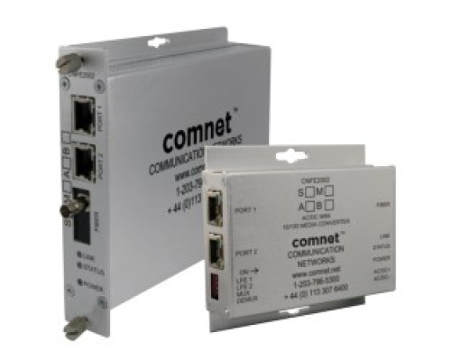 COMNET COMMUNICATION NETWORKS  CNFE2002M1APOE/HO/M      Ethernet Electrical to Optical Media Converter, Mini, A-Side, 2-Channel, 1-Fiber, Multimode, ST Connector, 10/100 Mbps, 1310/1550 Nanometer, 48 to 56 Volt DC, With 60 Watt PoE++