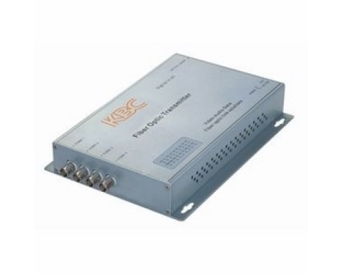 KBC NETWORKS  FDVA4-S4R-WSA      4-ch point-to-point simplex video receiver, 4 fibers, 1310 nm single-mode, 15 dB optical loss budget. Desktop unit, ST connector, US power plug.