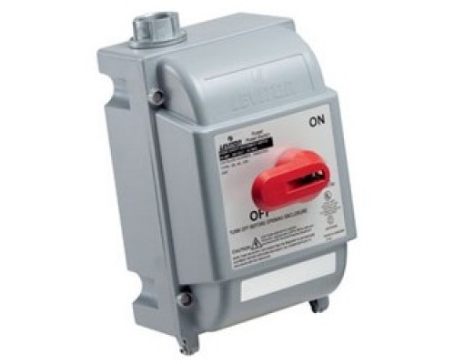 LEVITON DS60-AX   60 A Non-Fused Safety Disconnect Switch, Hub Sold Separately See Leviton Cat Number HUB-xxx , 3 P, 600 V, 20HP-120/208V-240V 40HP-480V-600V Rated, - IP67, Watertight