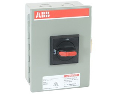 ABB  EOT32U3M1-S      3 pole, 32 amps rated at 600 V AC, UL 98, enclosed non-fusible disconnect switch in a UL/NEMA 1 enclosure