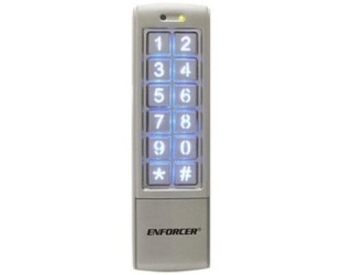 SECO-LARM USA INC SK-2323-SDQ   Mullion-style Outdoor Stand-alone Keypad. Weatherproof IP65 . Backlit Keys, 1,010 User Codes, 26 Digit Code Length, Two Relay Outputs form C NO/NC/COM , Two Egress Inputs, One Door Sensor Input, Optical Tamper