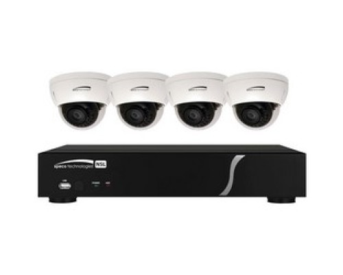 SPECO TECHNOLOGIES  ZIPL84D2      NVR and IP Camera Kit, Outdoor, Plug and Play, 8-Channel, Built-In PoE, 2 TB Memory, Dome, Dual Streaming, 4 Full HD, 1080p Resolution, IR Dome Camera, 2.8 MM Lens
