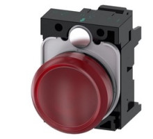 SIEMENS  3SU1102-6AA20-3AA0      Indicator Lights, 22 mm, Round, Plastic, Red, Lens, Smooth, With Holder, Led Module, With Integrated Led 24 VAC/DC, Spring-Type Terminal