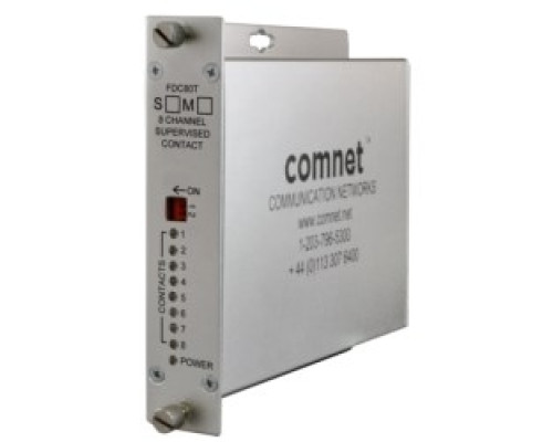 COMNET COMMUNICATION NETWORKS  FDC80TS1      Contact Closure Transmitter, 8-Channel, 1-Fiber, 1-Rack Slot, Single-Mode, 9/125 Micrometer, 69 Kilometer, 23 dB, 8 to 15 Volt DC, 6.1
