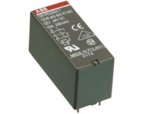ABB  1SVR405601R1000      Relay, 2 C/O Contacts, 250V, 8A, Control Voltage: 24 V DC
