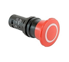 ABB  CE4P-10R-11      Compact non-illuminated pull release pushbutton with 40mm red actuator, 22mm mounting, and 1 NO and 1 NC contact blocks