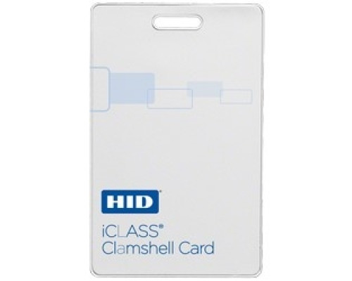 HID GLOBAL CORPORATION 2080PGSMV   iCLASS Clamshell Card, 2k Bits 256 Bytes w/ 2 App Area, Prog w/ standard iCLASS Access Control App only, Front: White w/ Gloss Finish, Back:Base w/ Molded HID Logo, Seq Match Encoded/Print3, Vertical Slot Pu