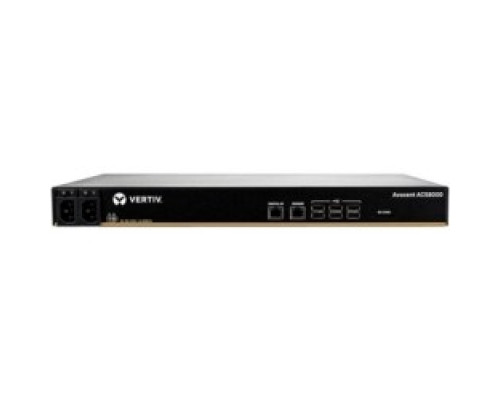 VERTIV ACS8032DAC-400   Vertiv Avocent ACS 8000 32-Port Serial Console Server, Dual Internal AC Power Supply - 1 GB - DDR3 SDRAM - Twisted Pair, Optical Fiber - 2xNetwork RJ-45 - 8xUSB - 32xSerial Port - 10/100/1000Base-T, 1000Base-X - Gigabi