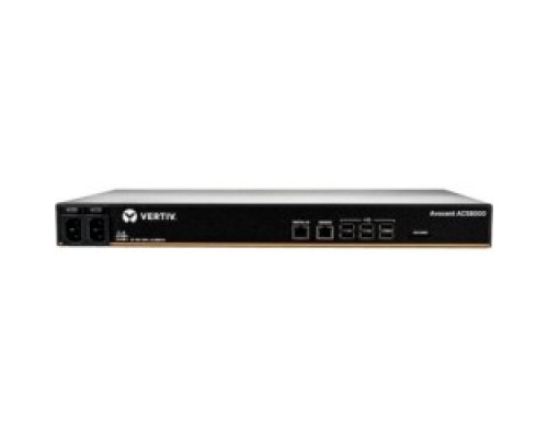 VERTIV ACS8048DAC-400   Vertiv Avocent ACS 8000 48-port Serial Console Server, Dual AC Power - 1 GB - DDR3 SDRAM - Twisted Pair, Optical Fiber - 2xNetwork RJ-45 - 8xUSB - 48xSerial Port - 10/100/1000Base-T, 1000Base-X - Gigabit Ethernet - Rac