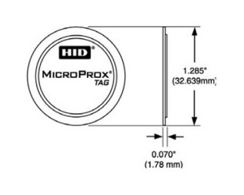 HID GLOBAL CORPORATION  1391LGSMNSPEC      Proximity Tag, MicroProx, Programmed, Low Frequency, 125 Kilohertz, Sequential Matching Encoded, 1.285