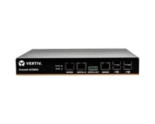VERTIV  ACS808MEAC-400      Vertiv Avocent ACS 800 8-Port Serial Console Server with External AC Power Supply, Analog Modem, Compact Chassis