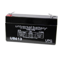 UNIVERSAL BATTERY  D5731      Lead Acid Battery, Sealed, 6 Volt, 1.3 Amp-Hr, With F1 Terminal