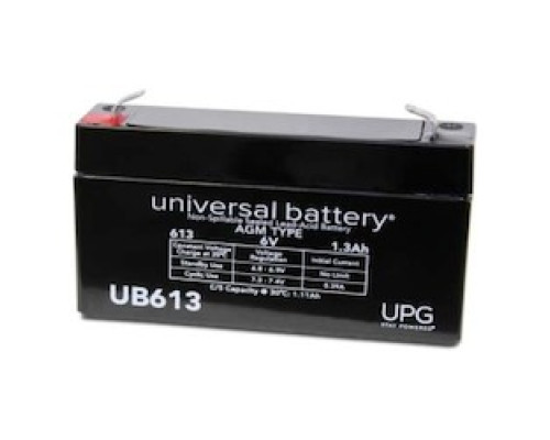 UNIVERSAL BATTERY  D5731      Lead Acid Battery, Sealed, 6 Volt, 1.3 Amp-Hr, With F1 Terminal